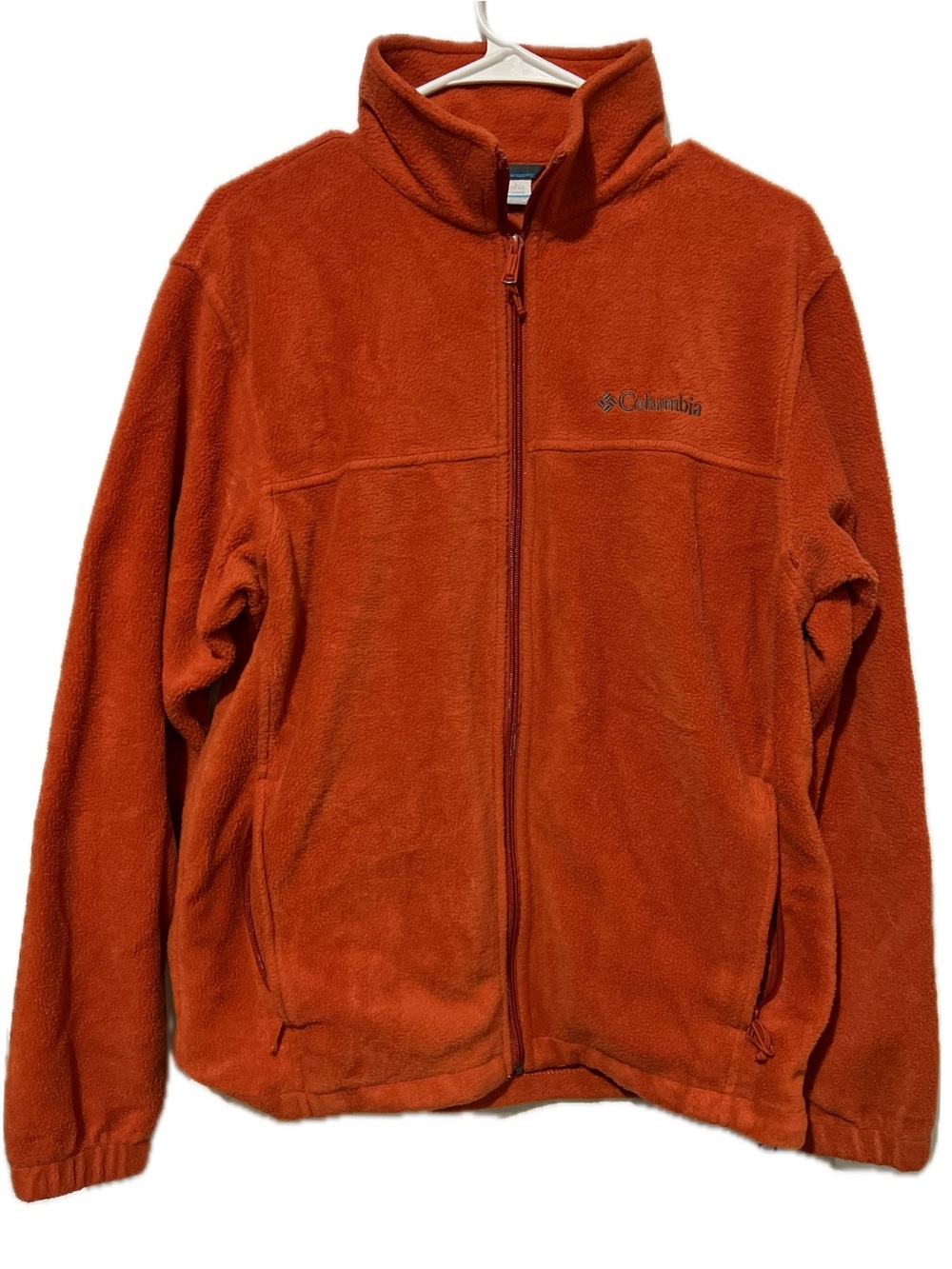 Columbia Fleece Jacket Mens Medium Orange Rust Full Zip Outdoor Hunting Hiking